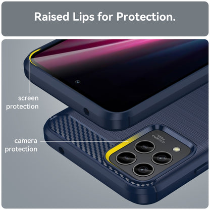 For T-Mobile REVVL 6 Pro 5G Brushed Texture Carbon Fiber TPU Phone Case(Blue) - More Brand by PMC Jewellery | Online Shopping South Africa | PMC Jewellery