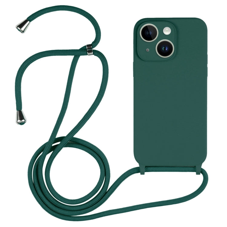 For iPhone 14 Crossbody Lanyard Liquid Silicone Case(Pine Needle Green) - iPhone 14 Cases by PMC Jewellery | Online Shopping South Africa | PMC Jewellery
