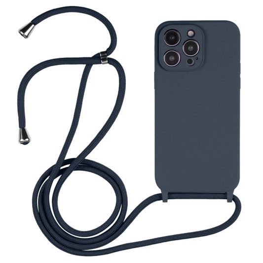 For iPhone 14 Pro Max Crossbody Lanyard Liquid Silicone Case(Midnight Blue) - iPhone 14 Pro Max Cases by PMC Jewellery | Online Shopping South Africa | PMC Jewellery