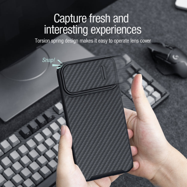 For iPhone 14 Pro NILLKIN Synthetic Fiber Camshield Phone Case(Black) - iPhone 14 Pro Cases by NILLKIN | Online Shopping South Africa | PMC Jewellery