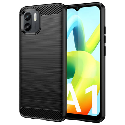 For Xiaomi Redmi A1 Brushed Texture Carbon Fiber TPU Phone Case(Black) - Xiaomi Cases by PMC Jewellery | Online Shopping South Africa | PMC Jewellery