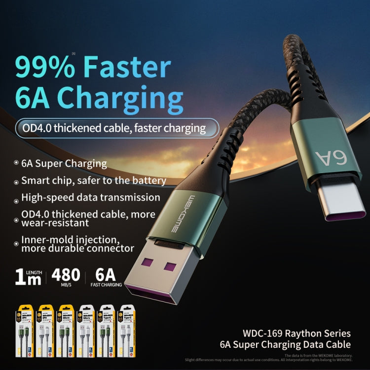 WEKOME WDC-169I Raython Series 6A USB to 8 Pin Fast Charge Data Cable Length: 1m(Black) - Normal Style Cable by WK | Online Shopping South Africa | PMC Jewellery