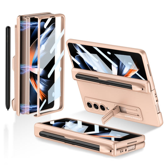 For Samsung Galaxy Z Fold4 GKK Magnetic Hinge Flip Phone Case with Holder & Pen Slot(Gold) - Galaxy Z Fold4 5G Cases by GKK | Online Shopping South Africa | PMC Jewellery