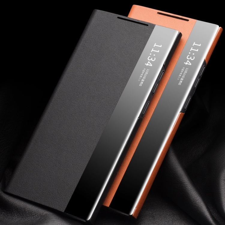 For Samsung Galaxy Note20 Ultra QIALINO Genuine Leather Side Window View Smart Phone Case(Black) - free shipping - PMC TechLife - Order now!