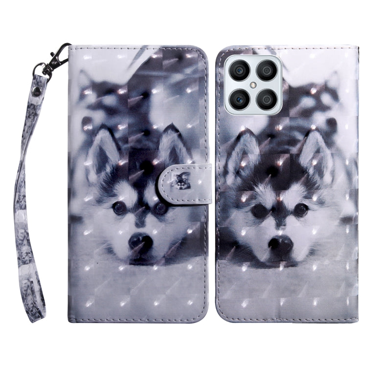 For Honor X8 4G 3D Painted Leather Phone Case(Husky) - Honor Cases by PMC Jewellery | Online Shopping South Africa | PMC Jewellery