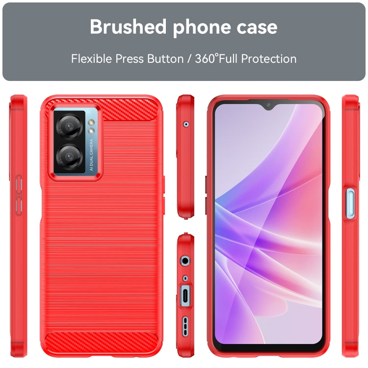 For OPPO A77s Brushed Texture Carbon Fiber TPU Phone Case(Red) - OPPO Cases by PMC TechLife | Online Shopping South Africa | PMC TechLife | Buy Now Pay Later Mobicred