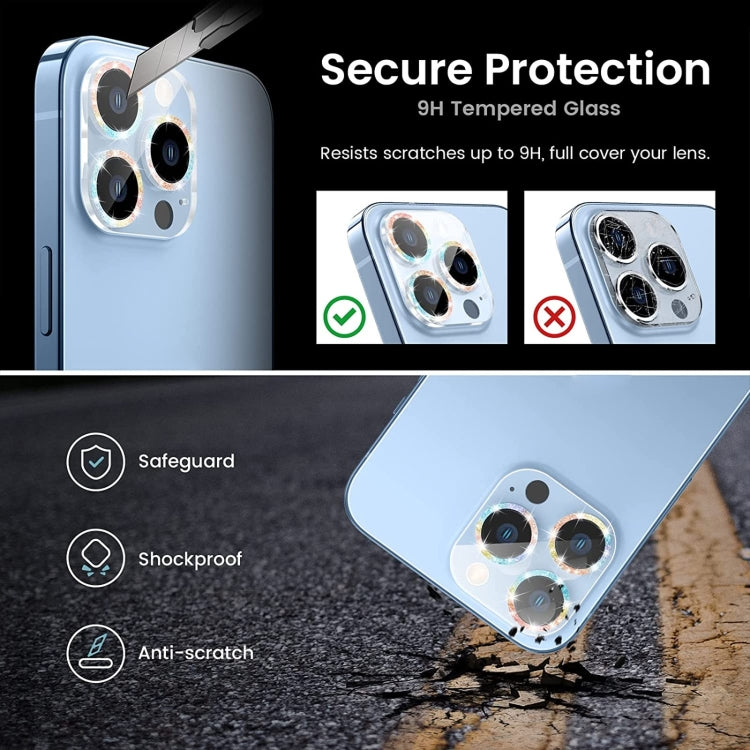 For iPhone 14 Pro Max Glitter Ring Tempered Glass Camera Lens Film(Colorful) - iPhone 14 Pro Max Tempered Glass by PMC TechLife | Online Shopping South Africa | PMC TechLife | Buy Now Pay Later Mobicred