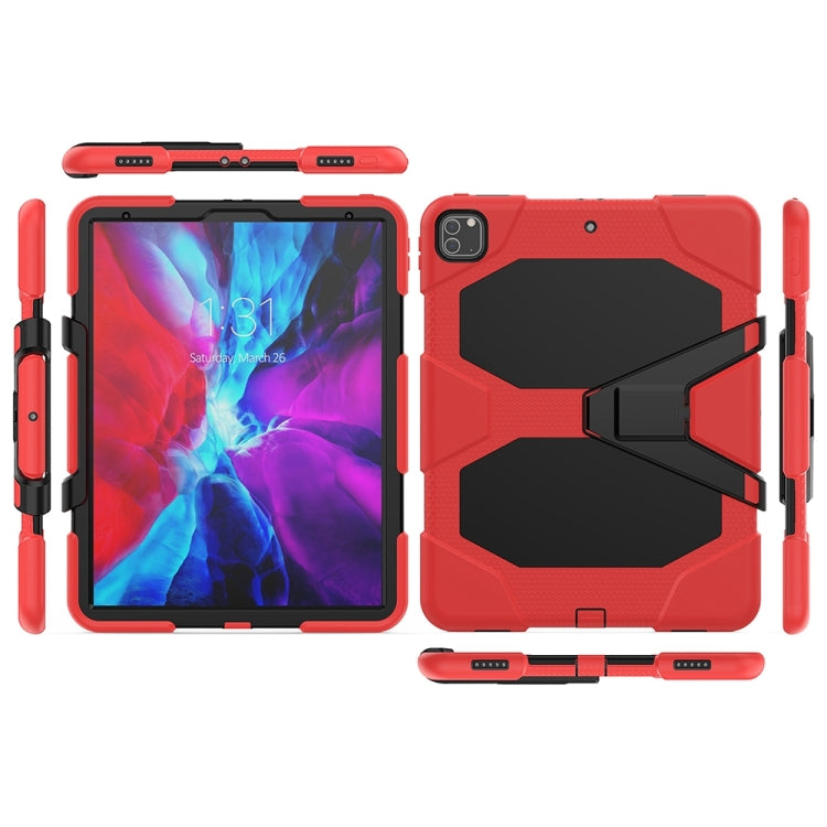 For iPad Pro 12.9 inch (2020) Shockproof Colorful Silicon + PC Protective Tablet Case with Holder & Shoulder Strap & Hand Strap (Red) - iPad Pro 12.9 (2020) Cases by PMC TechLife | Online Shopping South Africa | PMC TechLife | Buy Now Pay Later Mobicred