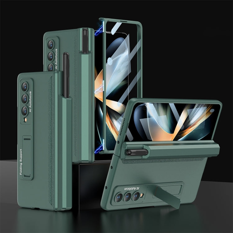 For Samsung Galaxy Z Fold4 GKK Integrated Magnetic Full Coverage Phone Case with Pen Drawer(Night Green) - Galaxy Z Fold4 5G Cases by GKK | Online Shopping South Africa | PMC Jewellery | Buy Now Pay Later Mobicred