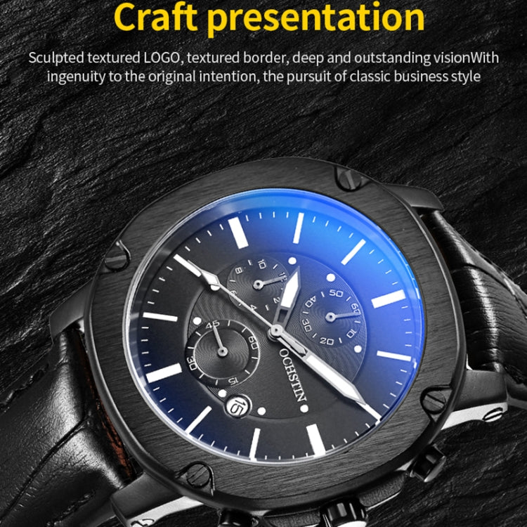 Ochstin 5039C Multifunctional Business Men Watch Luminous Waterproof Leather Quartz Watch(Silver+Black+Coffee) - Leather Strap Watches by OCHSTIN | Online Shopping South Africa | PMC Jewellery | Buy Now Pay Later Mobicred