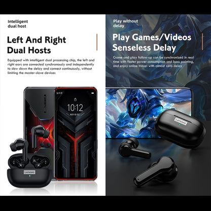 Lenovo LP1S TWS Wireless Bluetooth 5.0 Waterproof Sport Noise Reduction HIFI Bass Earphone with Mic(Black) - TWS Earphone by Lenovo | Online Shopping South Africa | PMC Jewellery | Buy Now Pay Later Mobicred