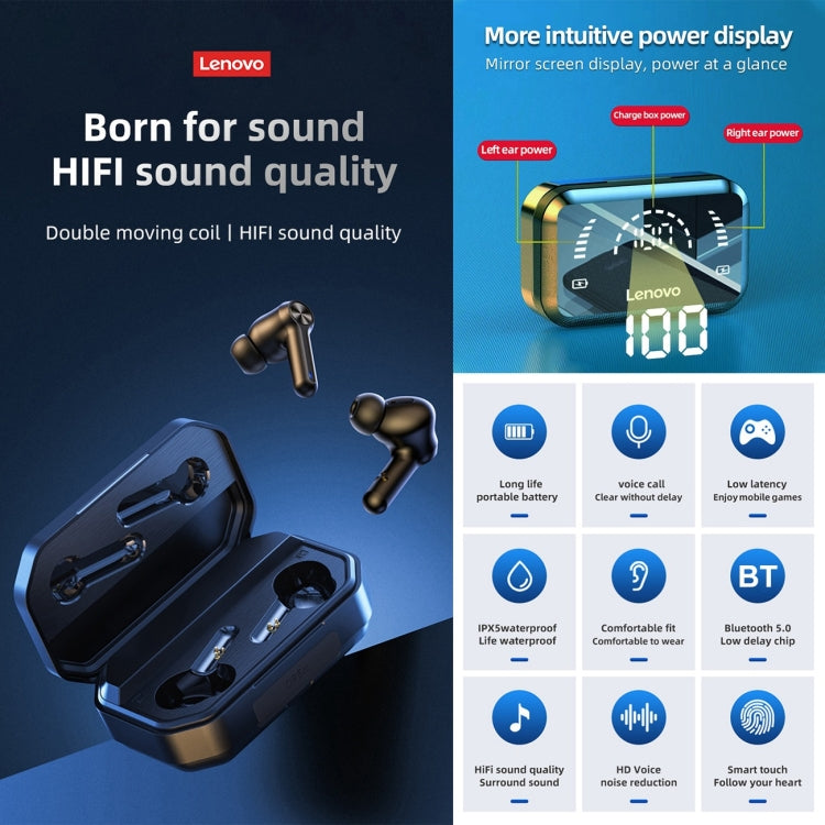 Lenovo LP3 Pro TWS Wireless Bluetooth 5.0 LED Power Display Sport Noise Reduction Earphone(Black) - TWS Earphone by Lenovo | Online Shopping South Africa | PMC Jewellery