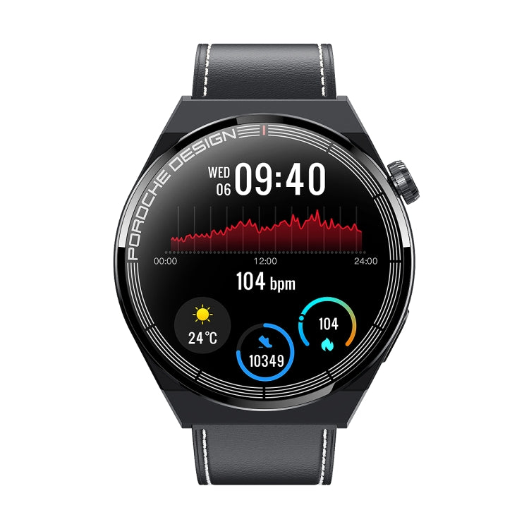 Ochstin 5HK46P 1.36 inch Round Screen Leather Strap Smart Watch with Bluetooth Call Function(Black) - free shipping - PMC TechLife - Order now!