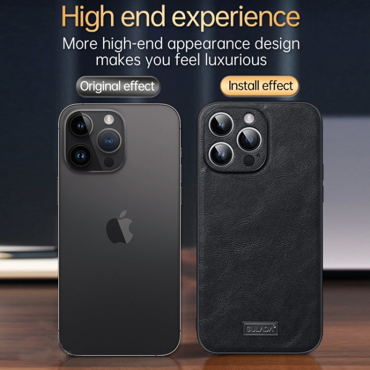 For iPhone 14 SULADA Shockproof TPU + Handmade Leather Phone Case(Brown) - free shipping - PMC TechLife - Order now!