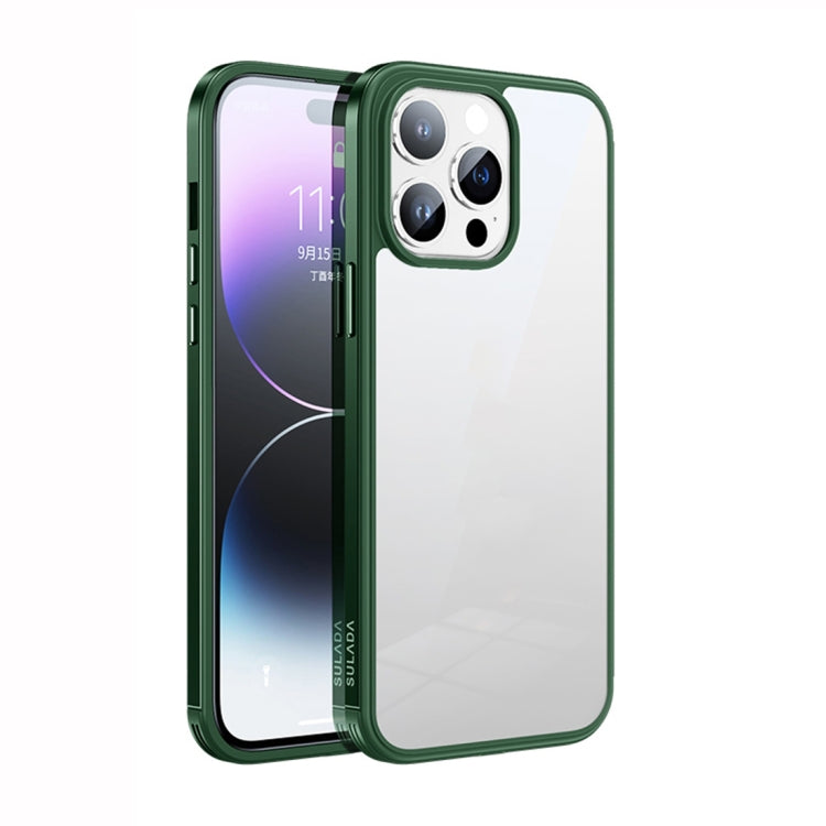 For iPhone 14 Pro SULADA Metal Frame + Nano Glass + TPU Phone Case(Green) - iPhone 14 Pro Cases by SULADA | Online Shopping South Africa | PMC Jewellery