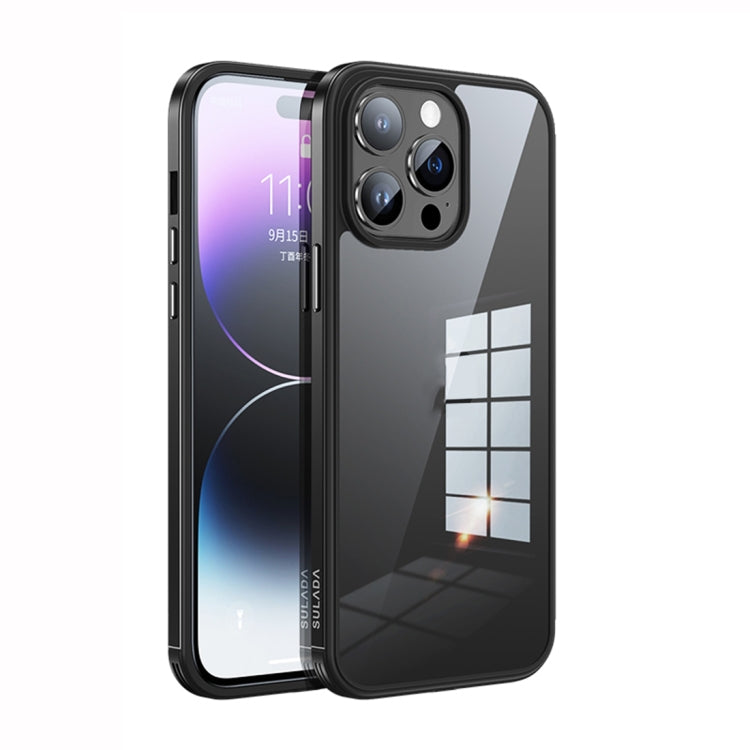 For iPhone 14 Pro Max SULADA Metal Frame + Nano Glass + TPU Phone Case(Black) - free shipping - PMC TechLife - Order now!