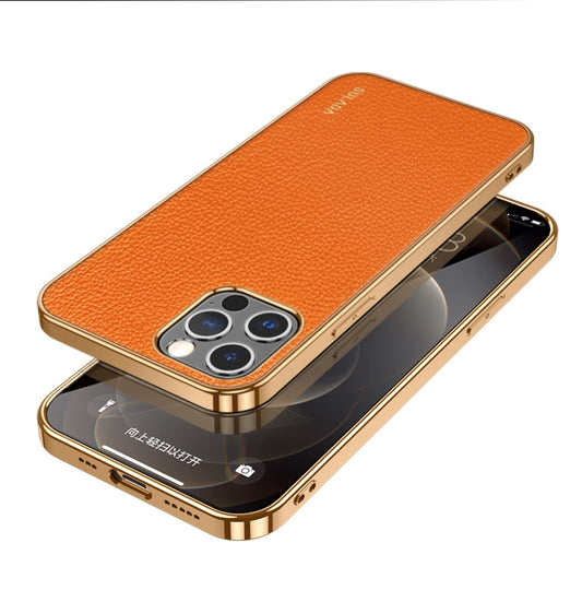 For iPhone 14 Pro Max SULADA Shockproof TPU + Handmade Leather Phone Case(Orange) - iPhone 14 Pro Max Cases by SULADA | Online Shopping South Africa | PMC Jewellery