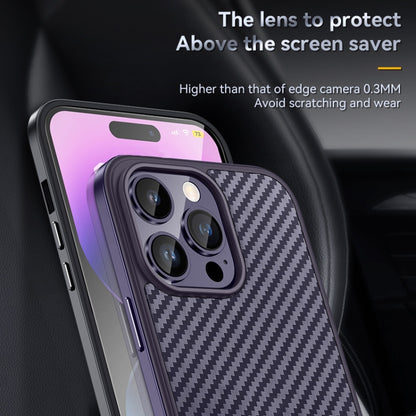 For iPhone 14 Pro SULADA Carbon Fiber Textured Shockproof Metal + TPU Frame Case(Silver) - iPhone 14 Pro Cases by SULADA | Online Shopping South Africa | PMC Jewellery