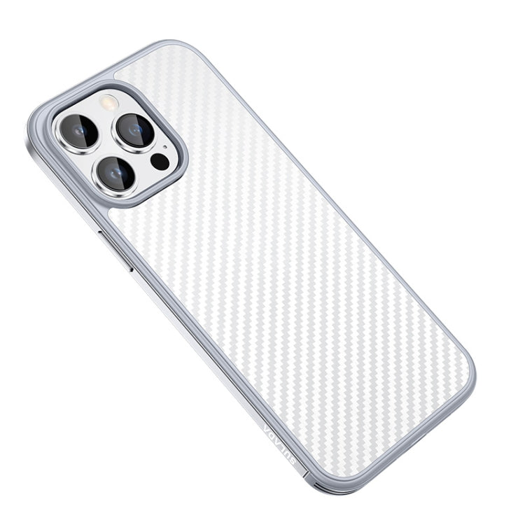 For iPhone 14 Pro Max SULADA Carbon Fiber Textured Shockproof Metal + TPU Frame Case(Silver) - iPhone 14 Pro Max Cases by SULADA | Online Shopping South Africa | PMC Jewellery | Buy Now Pay Later Mobicred