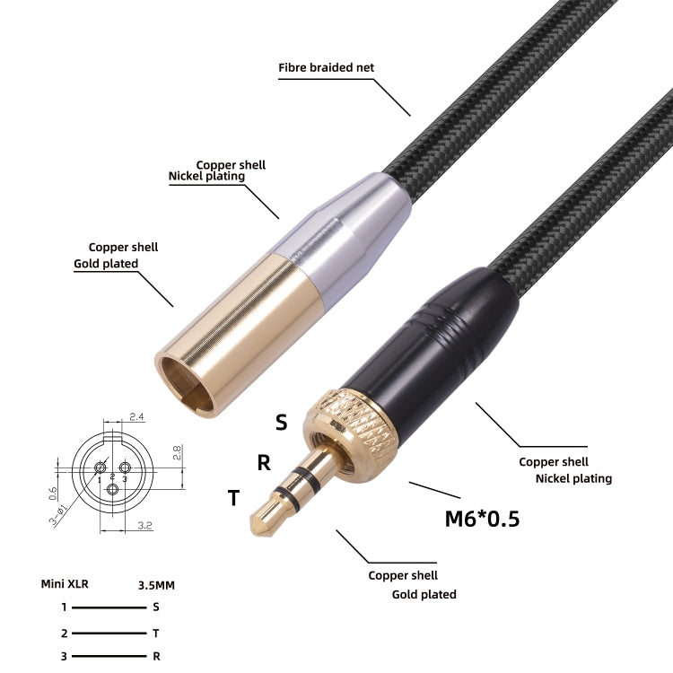 SB419M120-03 3.5mm Male to Mini XLR 3pin Male Audio Cable, Length: 30cm - Microphone Audio Cable & Connector by PMC Jewellery | Online Shopping South Africa | PMC Jewellery | Buy Now Pay Later Mobicred