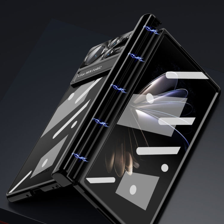 For Xiaomi Mix Fold 2 Magnetic Hinges Plating Phone Case with Holder(Silver) - Xiaomi Cases by PMC TechLife | Online Shopping South Africa | PMC TechLife