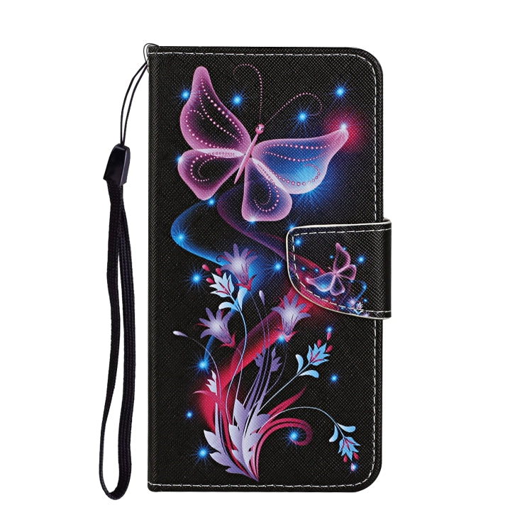 For Xiaomi Redmi A1 Colored Drawing Pattern Leather Phone Case(Fluorescent Butterfly) - Xiaomi Cases by PMC Jewellery | Online Shopping South Africa | PMC Jewellery