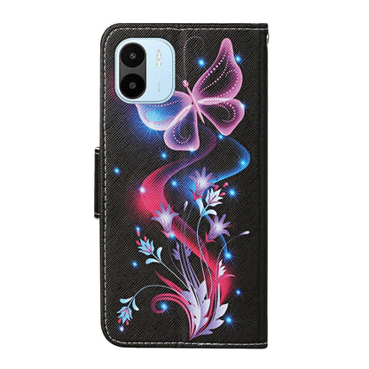 For Xiaomi Redmi A1 Colored Drawing Pattern Leather Phone Case(Fluorescent Butterfly) - Xiaomi Cases by PMC Jewellery | Online Shopping South Africa | PMC Jewellery