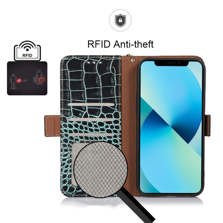 For Xiaomi Redmi Note 12 China Crocodile Top Layer Cowhide Leather Phone Case(Green) - Note 12 Cases by PMC TechLife | Online Shopping South Africa | PMC TechLife