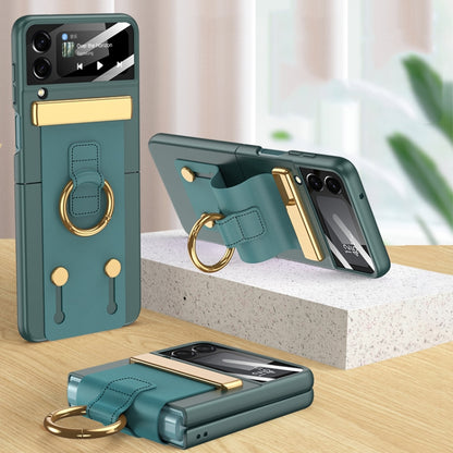 For Samsung Galaxy Z Flip4 GKK Ultrathin Shockproof Phone Case with Ring Holder / Wrist Strap(Green) - Galaxy Z Flip4 5G Cases by GKK | Online Shopping South Africa | PMC Jewellery | Buy Now Pay Later Mobicred