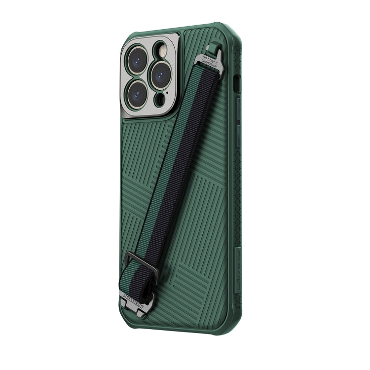 For iPhone 14 Pro Max NILLKIN Full Coverage Phone Case with Wrist Strap(Green) - iPhone 14 Pro Max Cases by NILLKIN | Online Shopping South Africa | PMC Jewellery