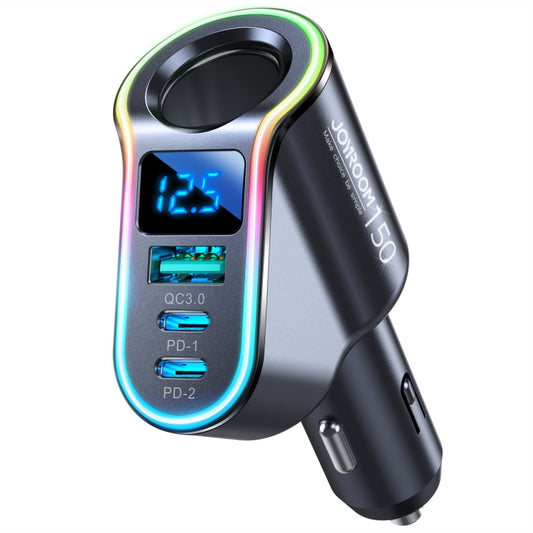 JOYROOM JR-CL21 150W 4-in-1 USB + Type-Cx2 Car Charger with Cigarette Lighter(Black) - Car Charger by JOYROOM | Online Shopping South Africa | PMC Jewellery