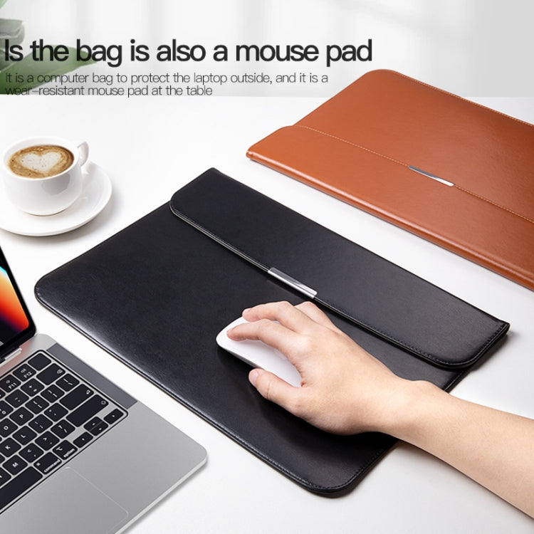 For 15 / 15.4 / 16 inch Laptop Ultra-thin Leather Laptop Sleeve(Brown) - 15.6 - 17 inch by PMC Jewellery | Online Shopping South Africa | PMC Jewellery