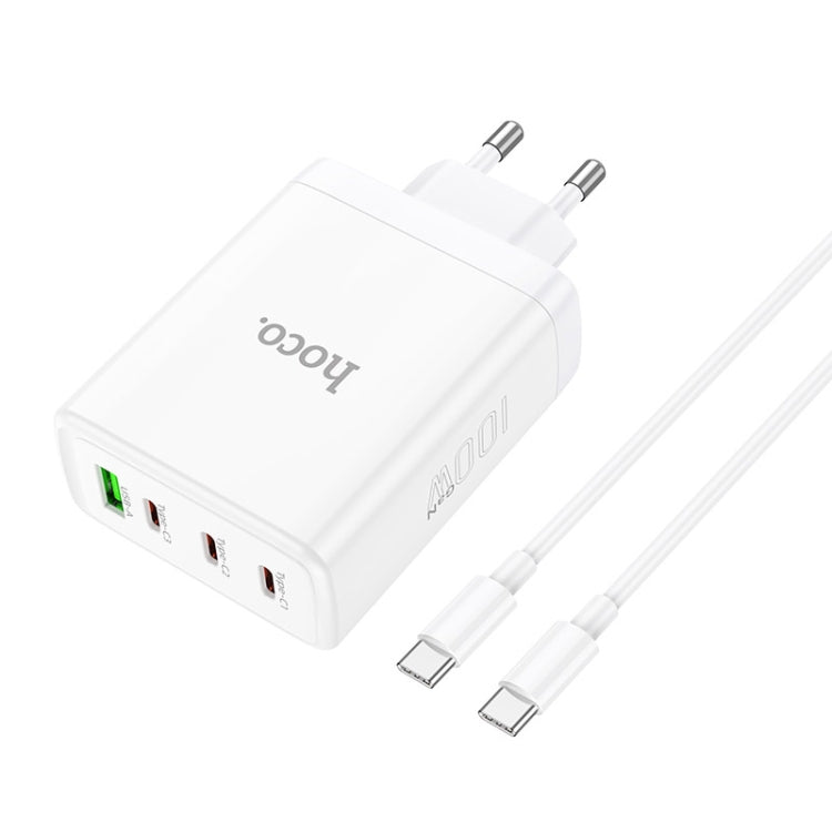 hoco N31 Leader PD 100W USB+Three USB-C/Type-C Interface Fast Charger Set, Specification:EU Plug(White) - USB Charger by hoco | Online Shopping South Africa | PMC Jewellery