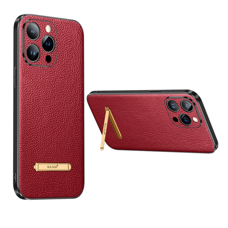 For iPhone 14 Pro SULADA Famous Artisan Series Litchi Leather PC + TPU Phone Case(Red) - iPhone 14 Pro Cases by SULADA | Online Shopping South Africa | PMC Jewellery