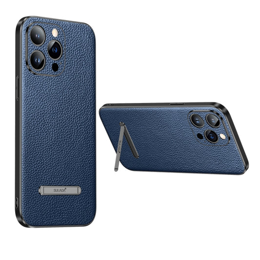 For iPhone 14 Pro SULADA Famous Artisan Series Litchi Leather PC + TPU Phone Case(Blue) - iPhone 14 Pro Cases by SULADA | Online Shopping South Africa | PMC Jewellery