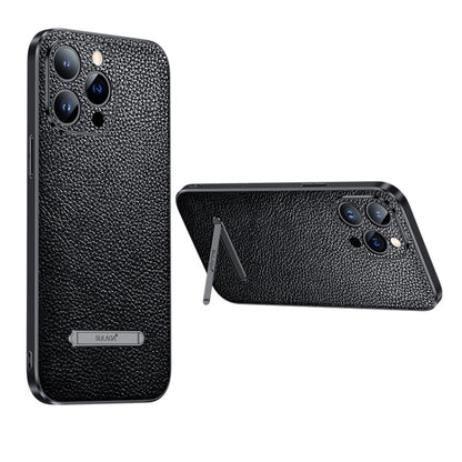 For iPhone 14 Pro Max SULADA Invisible Bracket Leather Back Cover Phone Case(Black) - iPhone 14 Pro Max Cases by SULADA | Online Shopping South Africa | PMC Jewellery