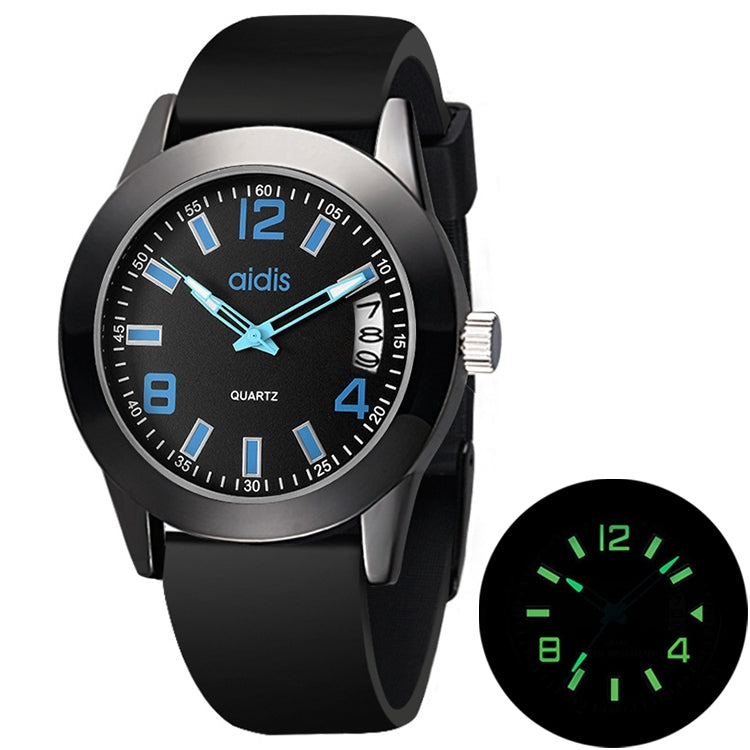 addies MY-1601 Luminous Version Silicone Watchstrap Quartz Watch, Support Calendar, Size:S(Blue) - Silicone Strap Watches by addies | Online Shopping South Africa | PMC Jewellery | Buy Now Pay Later Mobicred