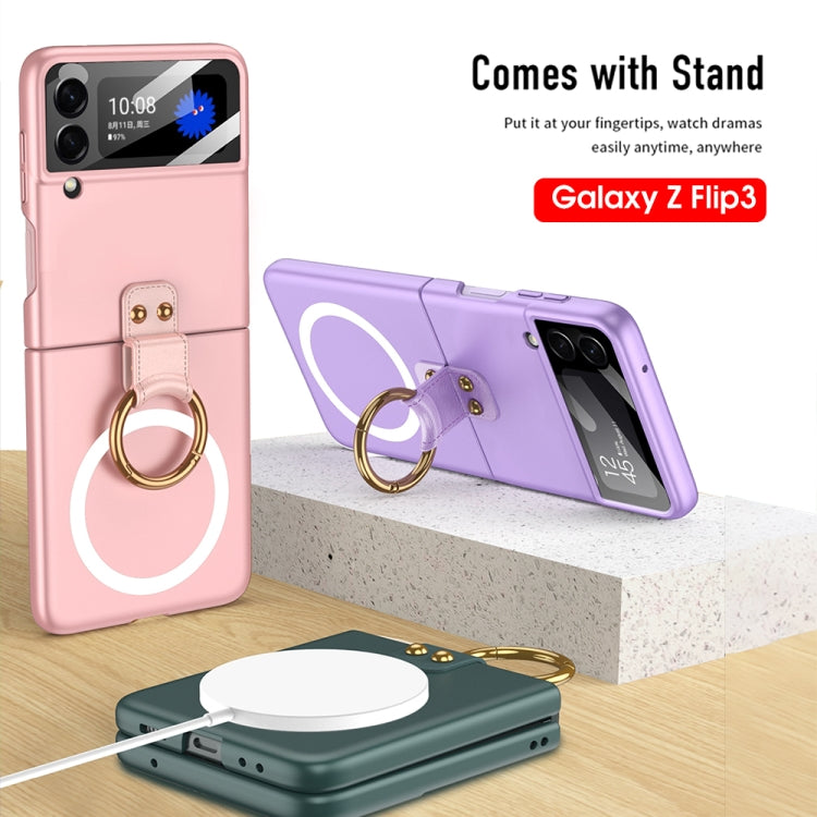 For Samsung Galaxy Z Flip3 5G GKK MagSafe Ultrathin Integrated Shockproof Phone Case with Ring Holder(White) - Galaxy Phone Cases by GKK | Online Shopping South Africa | PMC Jewellery | Buy Now Pay Later Mobicred