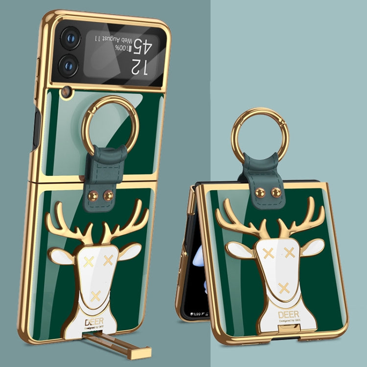 For Samsung Galaxy Z Flip4 GKK Electroplated Integrated Shockproof Phone Case with Ring Holder(Green) - Galaxy Z Flip4 5G Cases by GKK | Online Shopping South Africa | PMC Jewellery