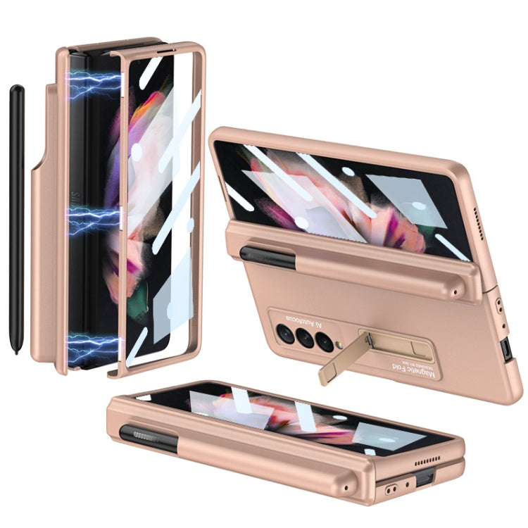 For Samsung Galaxy Z Fold3 5G GKK Full Coverage Magnetic Fold Hinge Shockproof Phone Case with Pen Slots(Gold) - Galaxy Phone Cases by GKK | Online Shopping South Africa | PMC Jewellery