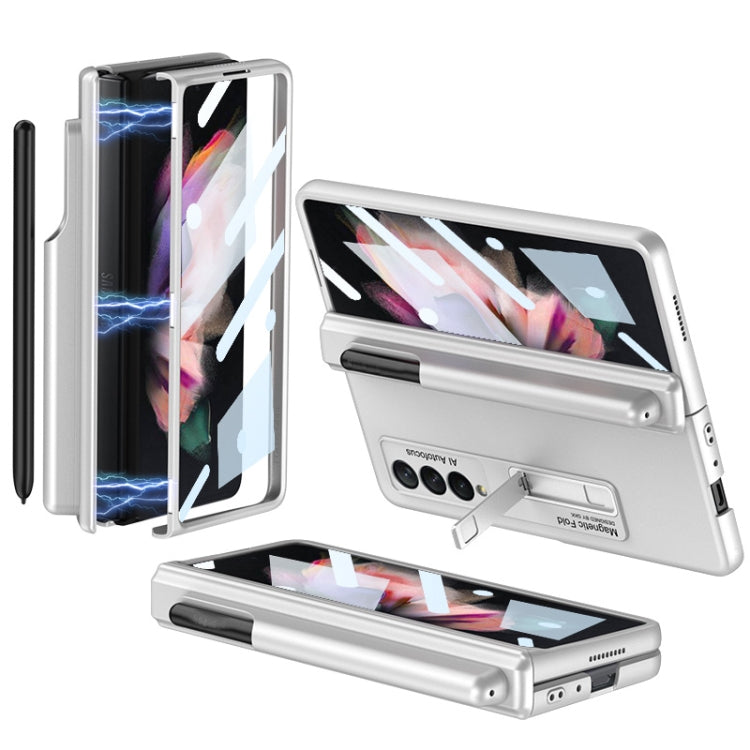 For Samsung Galaxy Z Fold3 5G GKK Full Coverage Magnetic Fold Hinge Shockproof Phone Case with Pen Slots(White) - Galaxy Phone Cases by GKK | Online Shopping South Africa | PMC Jewellery | Buy Now Pay Later Mobicred