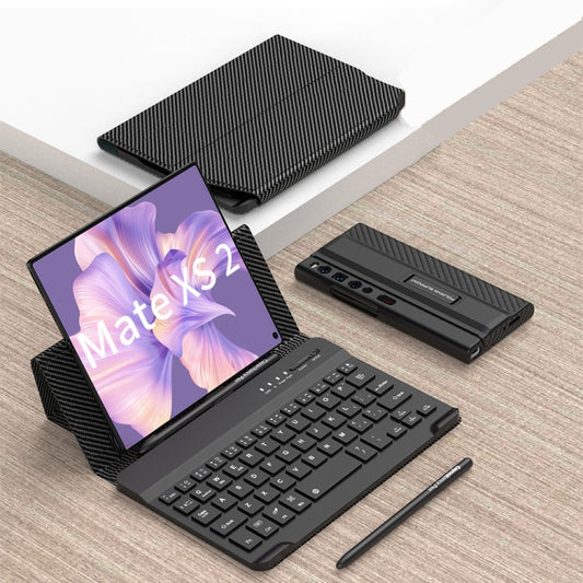 For Huawei Mate Xs 2 GKK Magnetic Folding Bluetooth Keyboard Leather Case with Pen(Carbon Fibre) - Huawei Keyboard by GKK | Online Shopping South Africa | PMC Jewellery