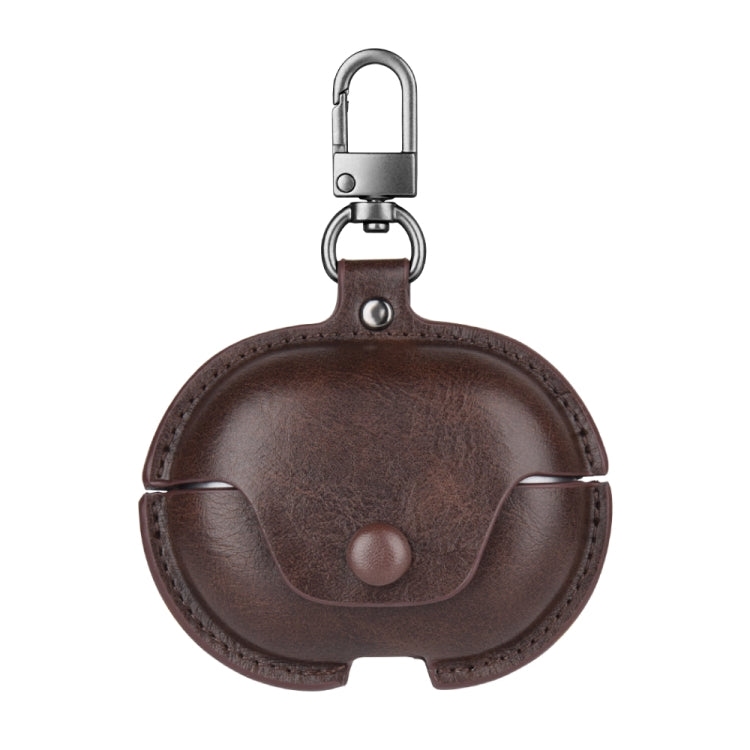 For Huawei FreeBuds Pro 2 Business Leather Earphone Protective Case with Hook(Dark Brown) - Huawei Earphone Case by PMC TechLife | Online Shopping South Africa | PMC TechLife