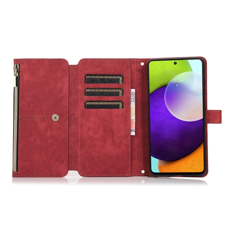 For Samsung Galaxy A52 4G / 5G Dream 9-Card Wallet Zipper Bag Leather Phone Case(Red) - Galaxy Phone Cases by PMC Jewellery | Online Shopping South Africa | PMC Jewellery