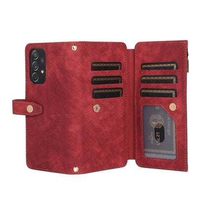 For Samsung Galaxy A52 4G / 5G Dream 9-Card Wallet Zipper Bag Leather Phone Case(Red) - Galaxy Phone Cases by PMC Jewellery | Online Shopping South Africa | PMC Jewellery