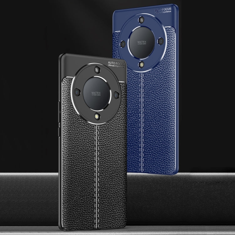For Honor X9a Litchi Texture Shockproof TPU Phone Case(Black) - Honor Cases by PMC TechLife | Online Shopping South Africa | PMC TechLife | Buy Now Pay Later Mobicred