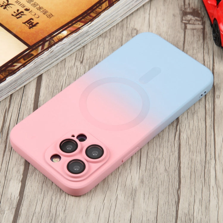 For iPhone 14 Pro Max Liquid TPU Silicone Gradient MagSafe Phone Case(Pink Blue) - iPhone 14 Pro Max Cases by PMC Jewellery | Online Shopping South Africa | PMC Jewellery