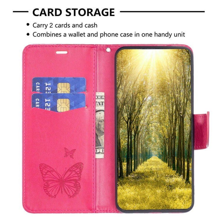 For Xiaomi Redmi 12C Embossing Two Butterflies Pattern Leather Phone Case(Rose Red) - free shipping - PMC TechLife - Order now!