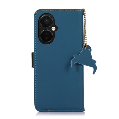 For OnePlus Nord CE 3 Lite Genuine Leather Magnetic RFID Leather Phone Case(Blue) - OnePlus Cases by PMC Jewellery | Online Shopping South Africa | PMC Jewellery