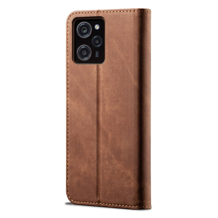 For Xiaomi Poco X5 Pro 5G / Redmi Note 12 Pro Speed Denim Texture Leather Phone Case(Brown) - free shipping - PMC TechLife - Order now!